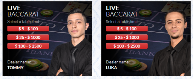 Live Dealer Baccarat Tables at Slots LV